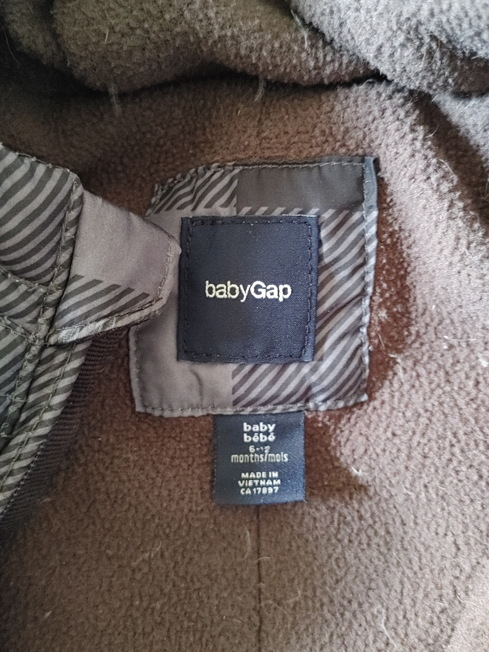 GAP Kids Gray Plaid Hooded Puffer Snowsuit - Picture 3 of 3
